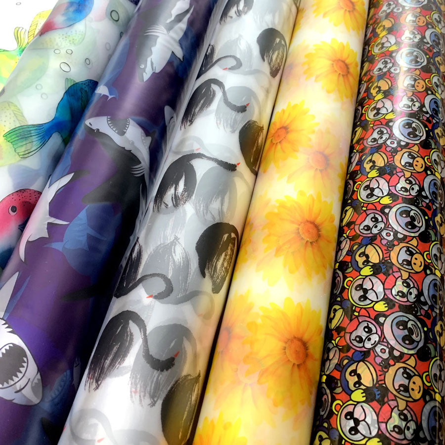 Printed Pu Polyurethane Fish Shark Swan Flower Monkey Coat Bag Material Group2