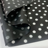 Printed Pu Polyurethane Polka Black Fabric Cu