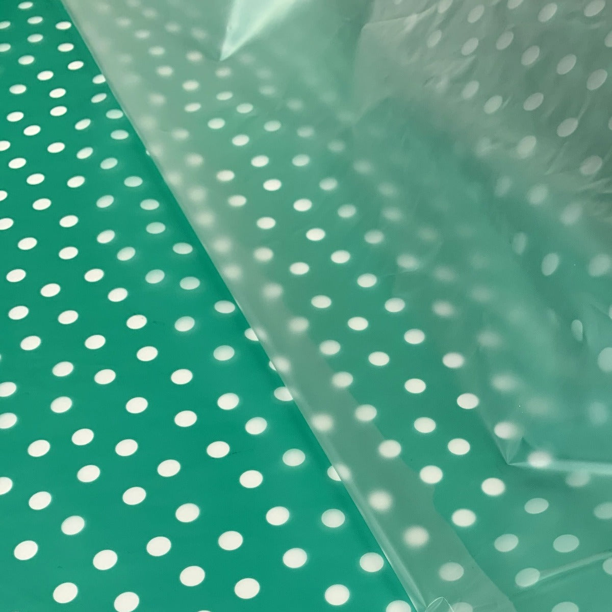 Printed Pu Polyurethane Polka Green Fabric Cu