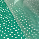 Printed Pu Polyurethane Polka Green Fabric Cu