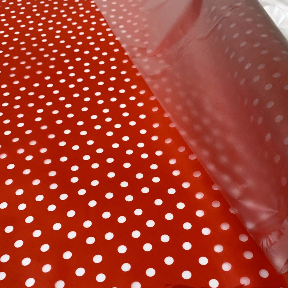 Printed Pu Polyurethane Polka Red Fabric Cu