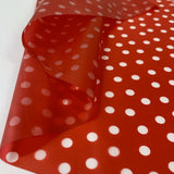 Printed Pu Polyurethane Polka Red Fabric Cu1