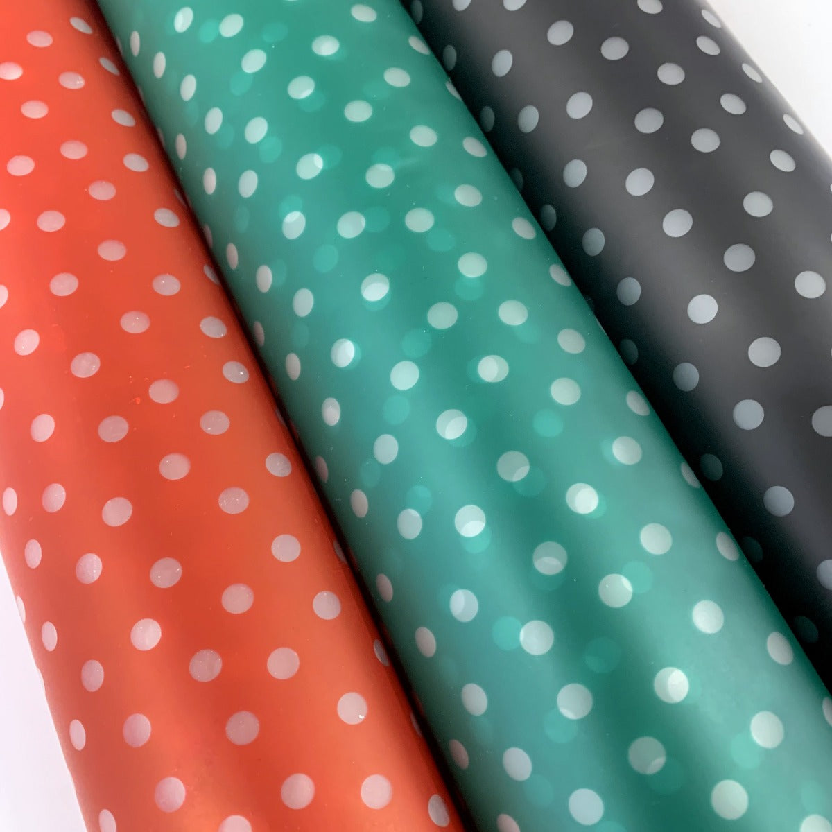 Printed Pu Polyurethane Polka Red Green Black