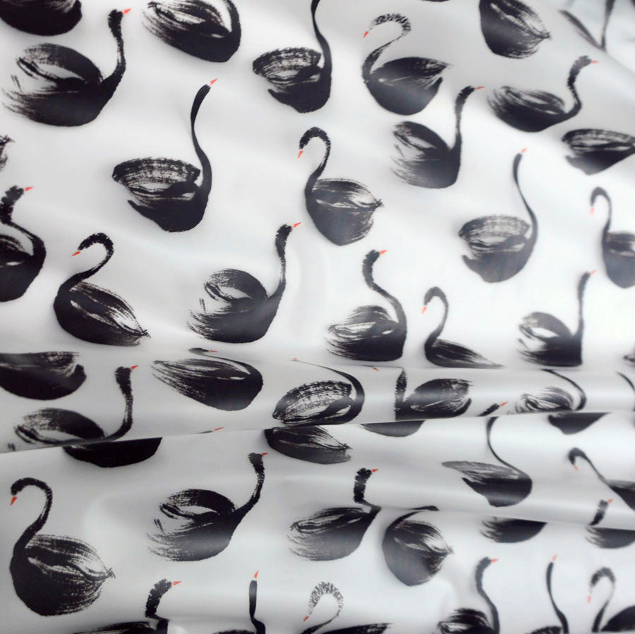 Printed Pu Polyurethane Swan Coat Bag Material Cu1