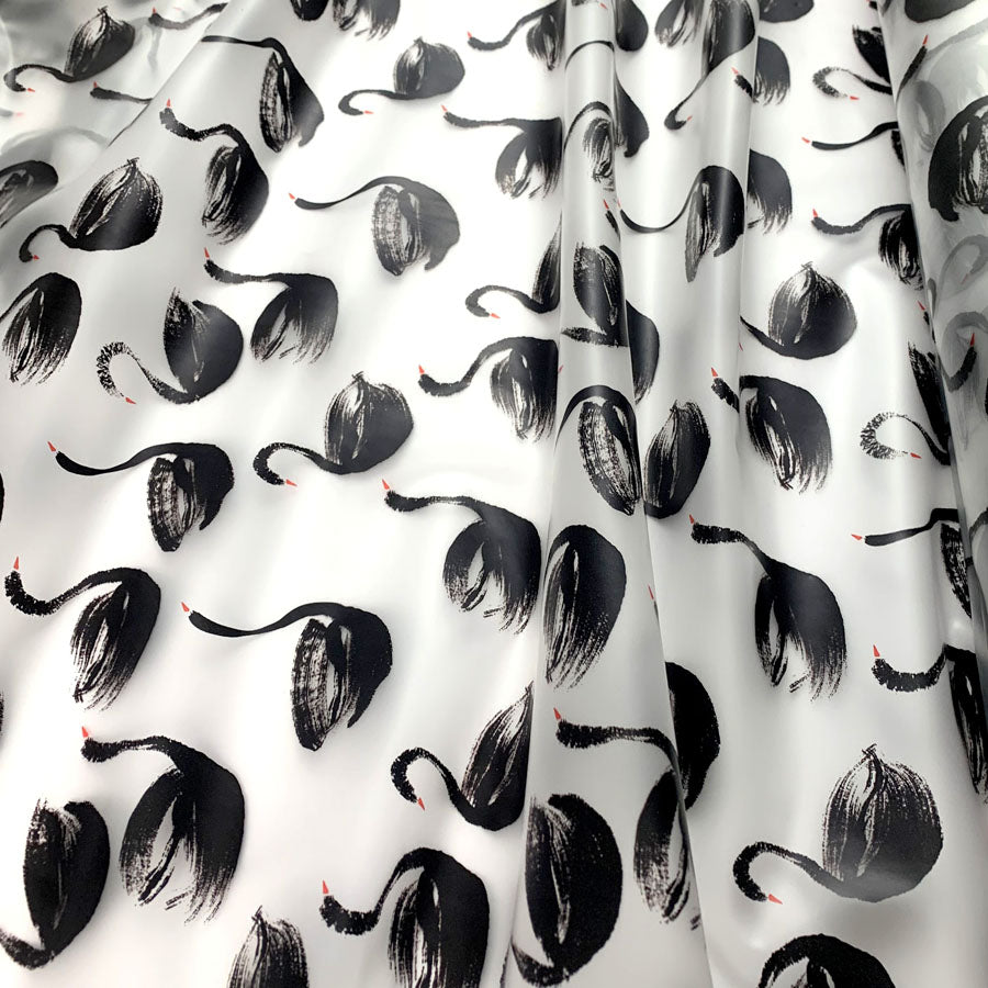 Printed Pu Polyurethane Swan Coat Bag Material Cu2