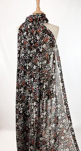 Printed Black Chiffon Polyester  Multicoloured Pink Orange Floral Dress 2