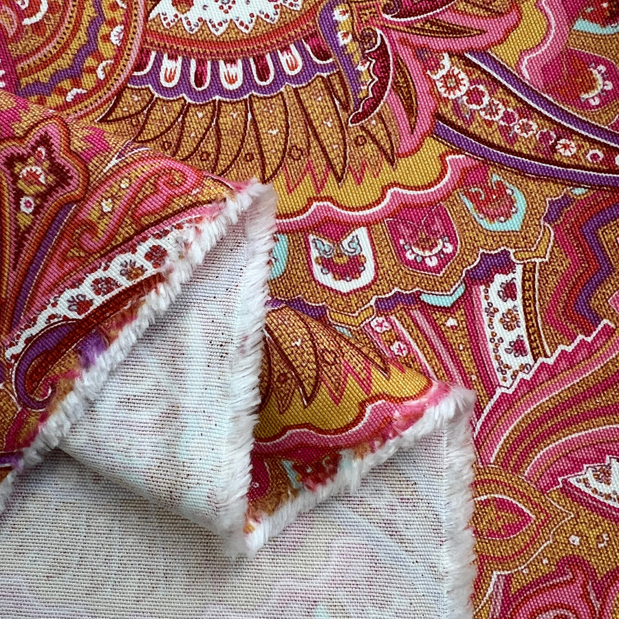 Printed Canvas Jo Pink Paisley Patterned Cotton Duck Fabric Fold
