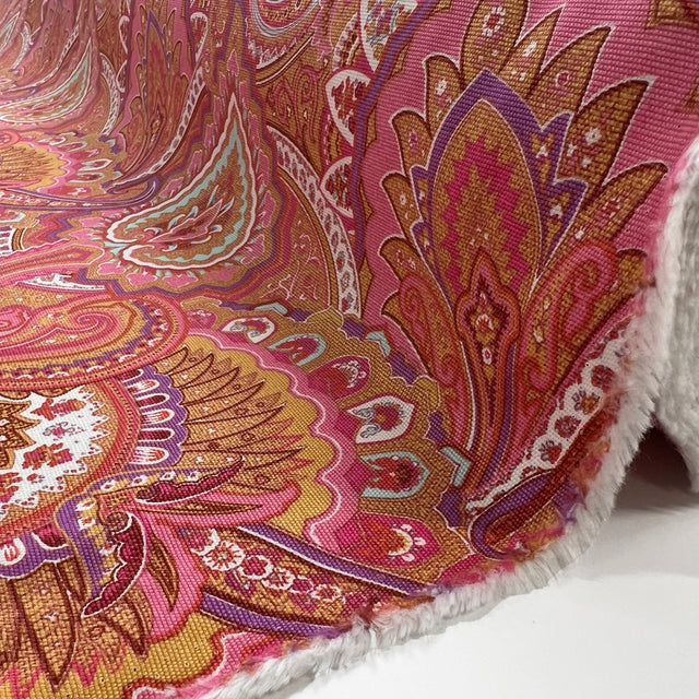 Printed Canvas Jo Pink Paisley Patterned Cotton Duck Fabric Roll