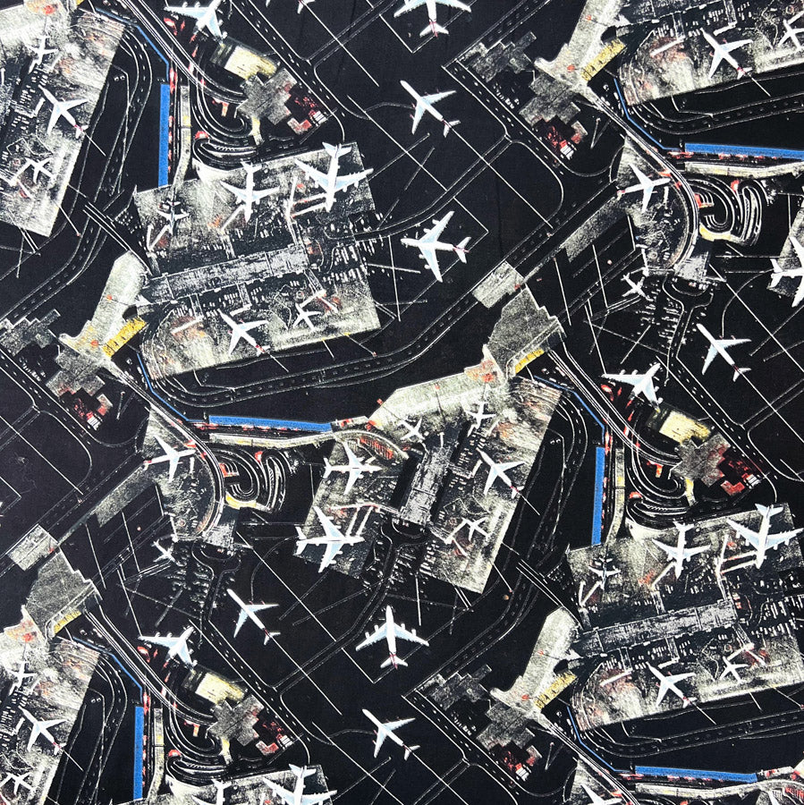 Printed Cotton Canvas Fabric Planes A Better Place Terminal Full