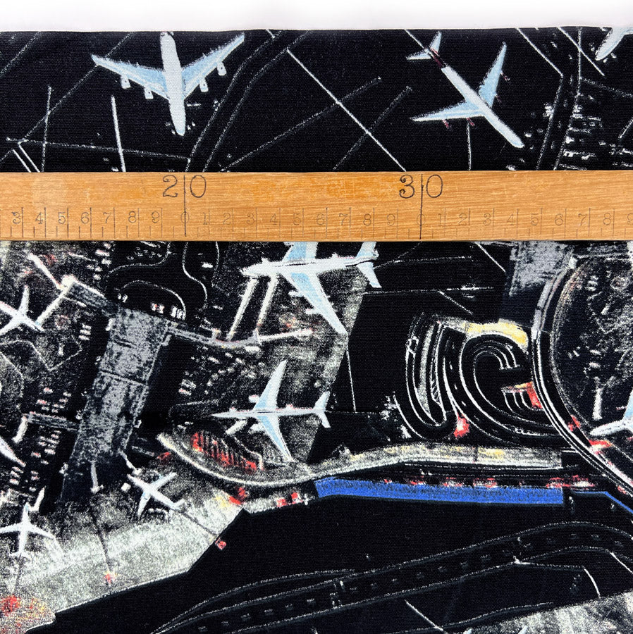 Printed Cotton Canvas Fabric Planes A Better Place Terminal Ruler