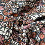 Printed Cotton Fabric Black Terra Rudiments Mocca