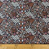 Printed Cotton Fabric Black Terra Rudiments Mocca Ruler