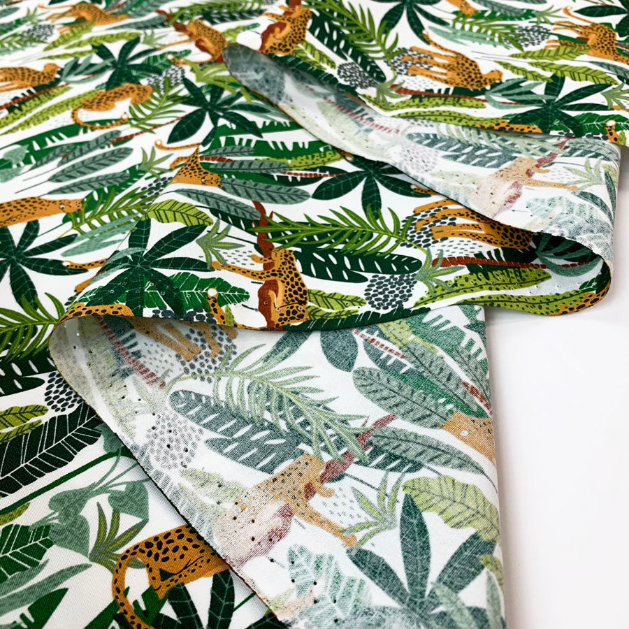 Printed Cotton Poplin Rh Jungle Leopard Fabric Folds