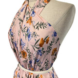 Printed Georgette Amy Pink Floral Polyester Dress Fabric Side