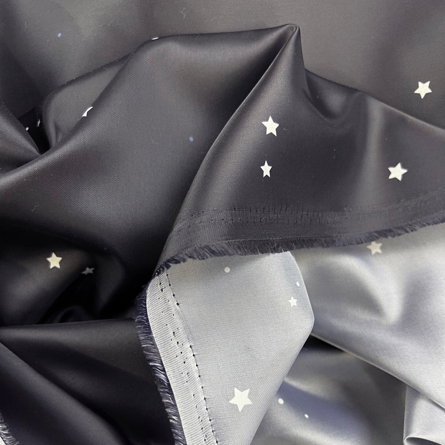 Printed Lining Fabric Navy Blue Star Line