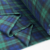 Printed Polyester Fleece Fabric Blue Green Tartan Blackwatch Fold