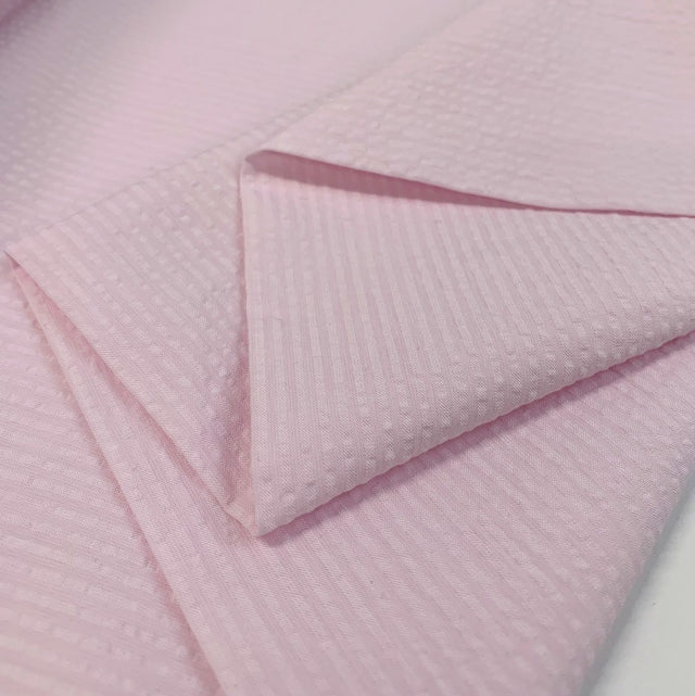 Proper Seersucker Tiny Pink Cotton Pink Fabric Cu1