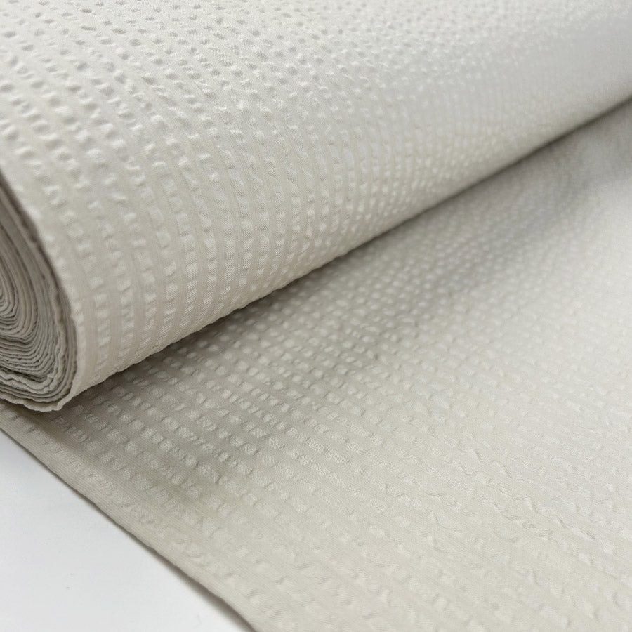 Proper Seersucker Beige Cotton Dress Fabric Bolt