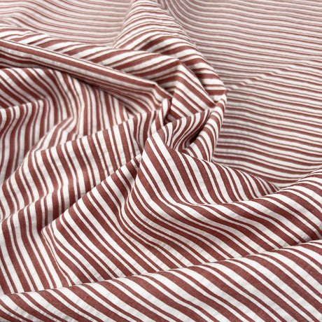 Proper Seersucker Red Stripe Cotton White Woven Dress Fabric
