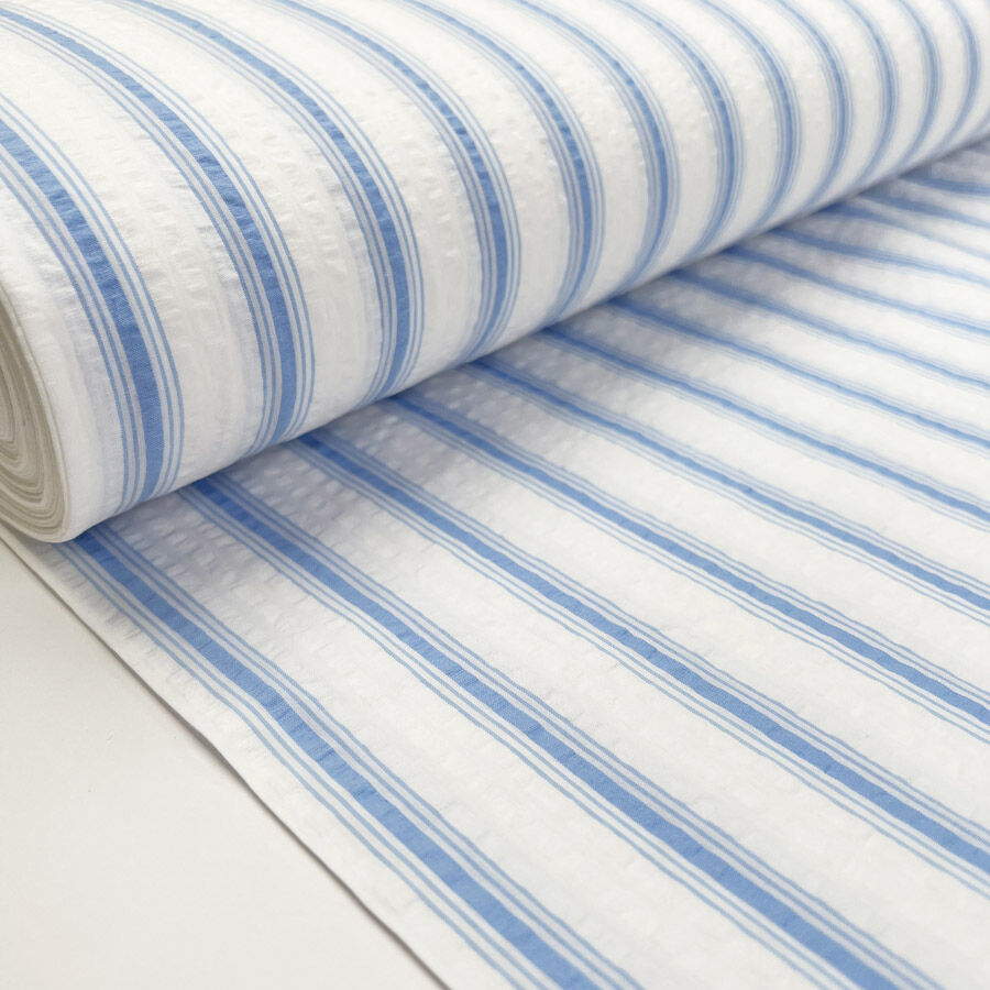 Proper Seersucker Summer Sky Stripe Cotton White Blue Puckered Dress Fabric Bolt Bfab2Db8 C130 4430 A952 C6C529Fe3544