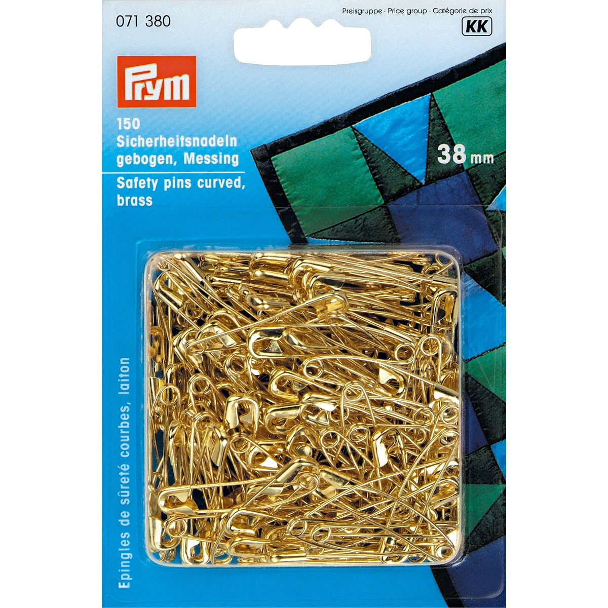 Prym 150 Curved Safety Pins Gold No 2 38mm 071380