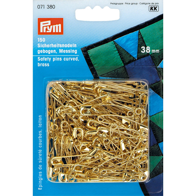 Prym 150 Curved Safety Pins Gold No 2 38mm 071380