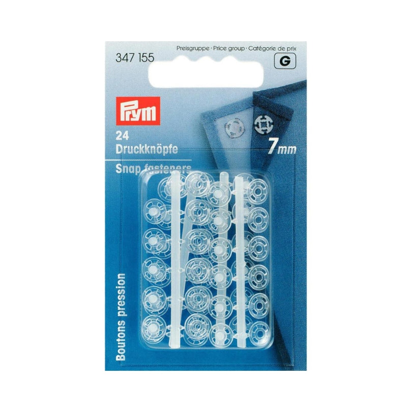 Prym Sew On Snap Fasteners  Transparent 7mm 347155