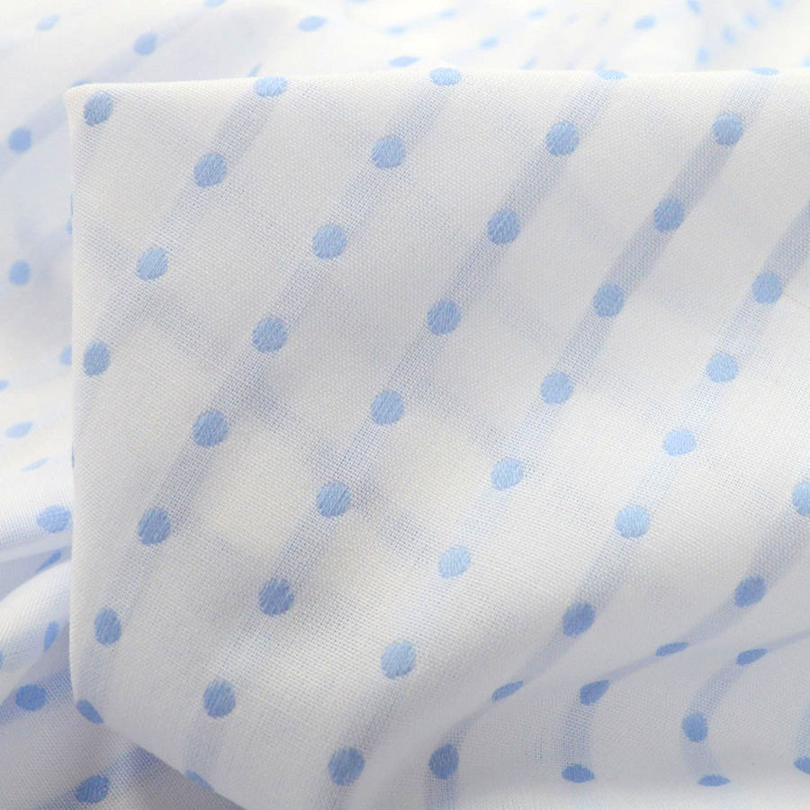 Puff Sleeves White Fine Cotton Lawn With Woven Satin Stripes Cu