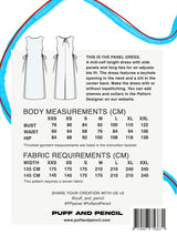 Puff pencil panel dress pattern back