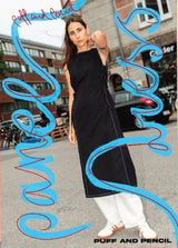 Puff pencil panel dress pattern cover