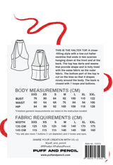 Puff and pencil halter top sewing pattern back
