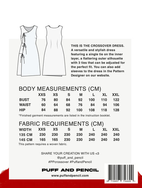 Puff pencil crossover dress pattern back
