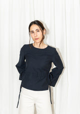 Puff pencil tie waist blouse cone sleeve 1
