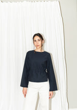 Puff pencil tie waist blouse cone sleeve 2