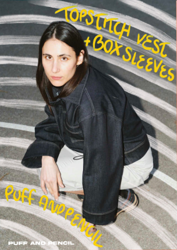 Puff pencil topstitch vest box sleeves cover