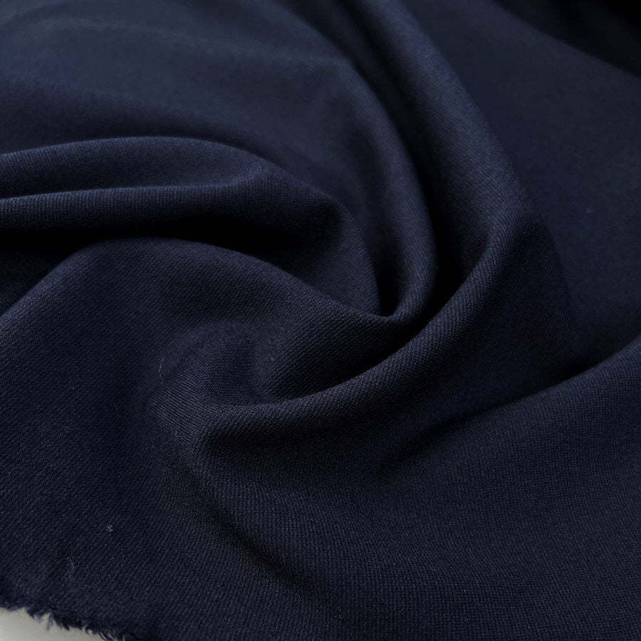Punto Milano Navy Navy Viscose Elastane Knit Ribbed Jersey Fabric