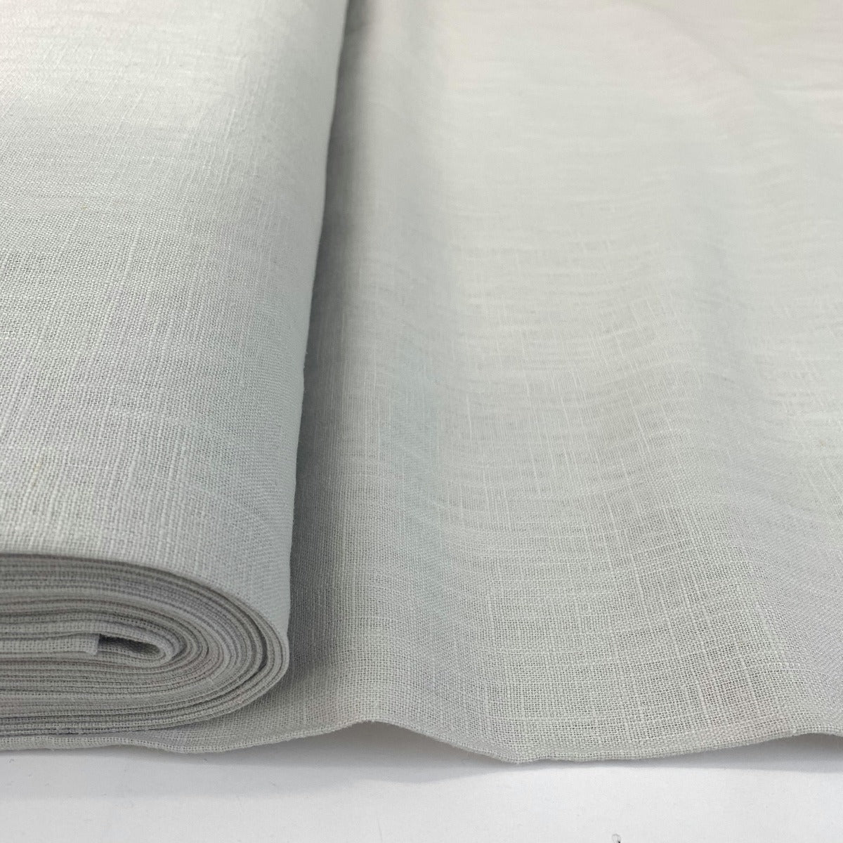 Pure Linen Pale Grey Versatile Medium Weight Washed Linen Fabric Bolt