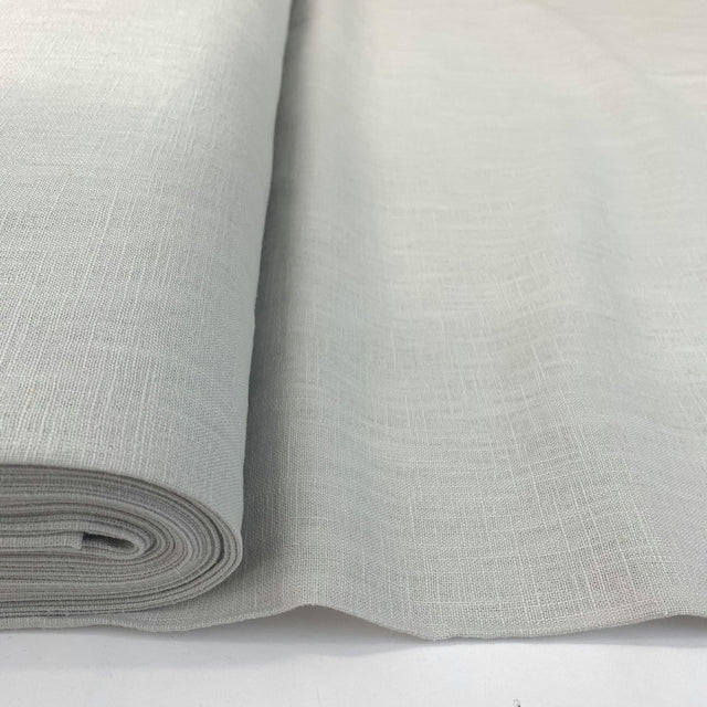 Pure Linen Pale Grey Versatile Medium Weight Washed Linen Fabric Bolt
