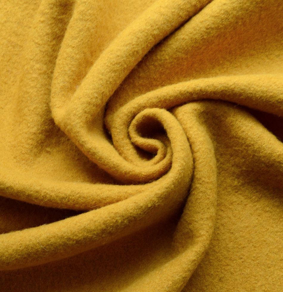 Pure Luxury Boiled Wool Fabric Mustard Cud