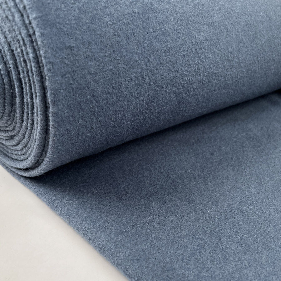 Pure Luxury Boiled Wool Cornflower Blue Knitted Coating Fabric Bolt