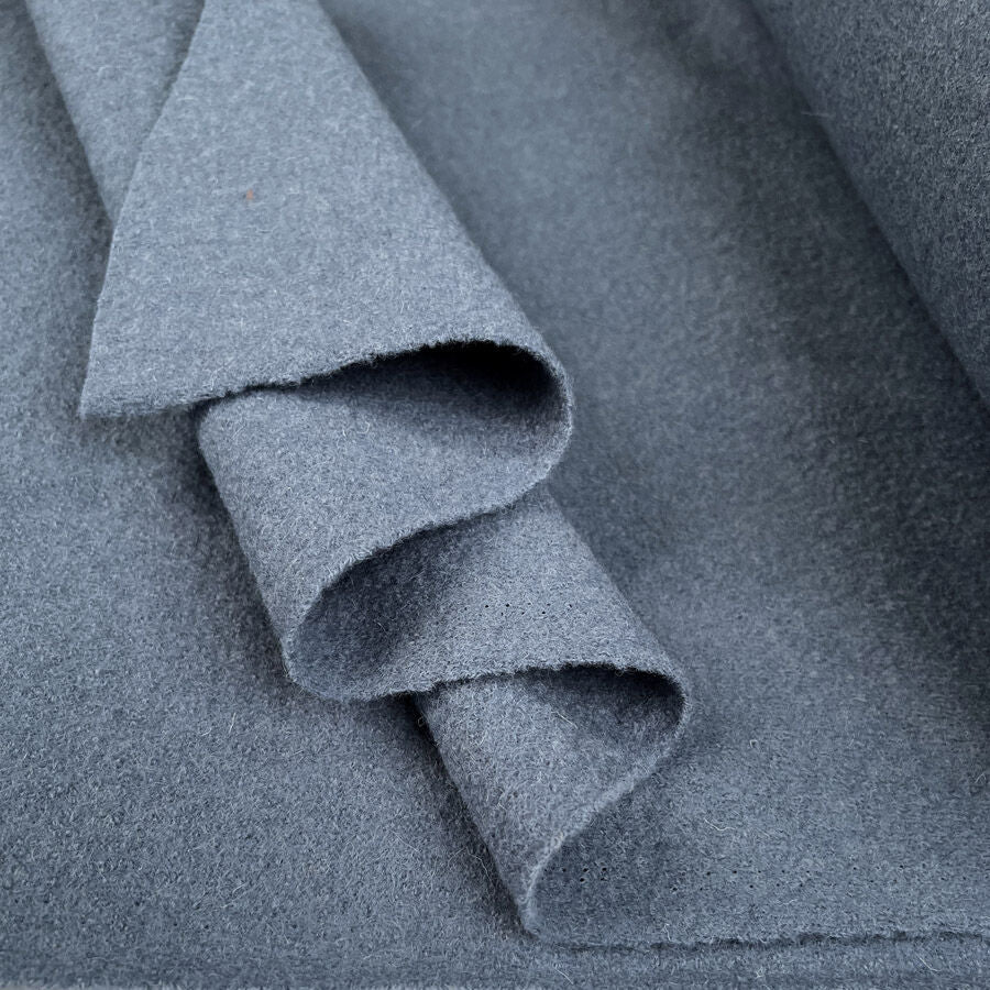 Pure Luxury Boiled Wool Cornflower Blue Knitted Coating Fabric Fold