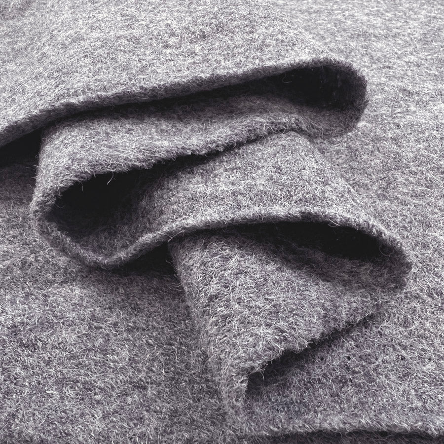 Pure Luxury Boiled Wool Fabric Dark Grey Marl Fold
