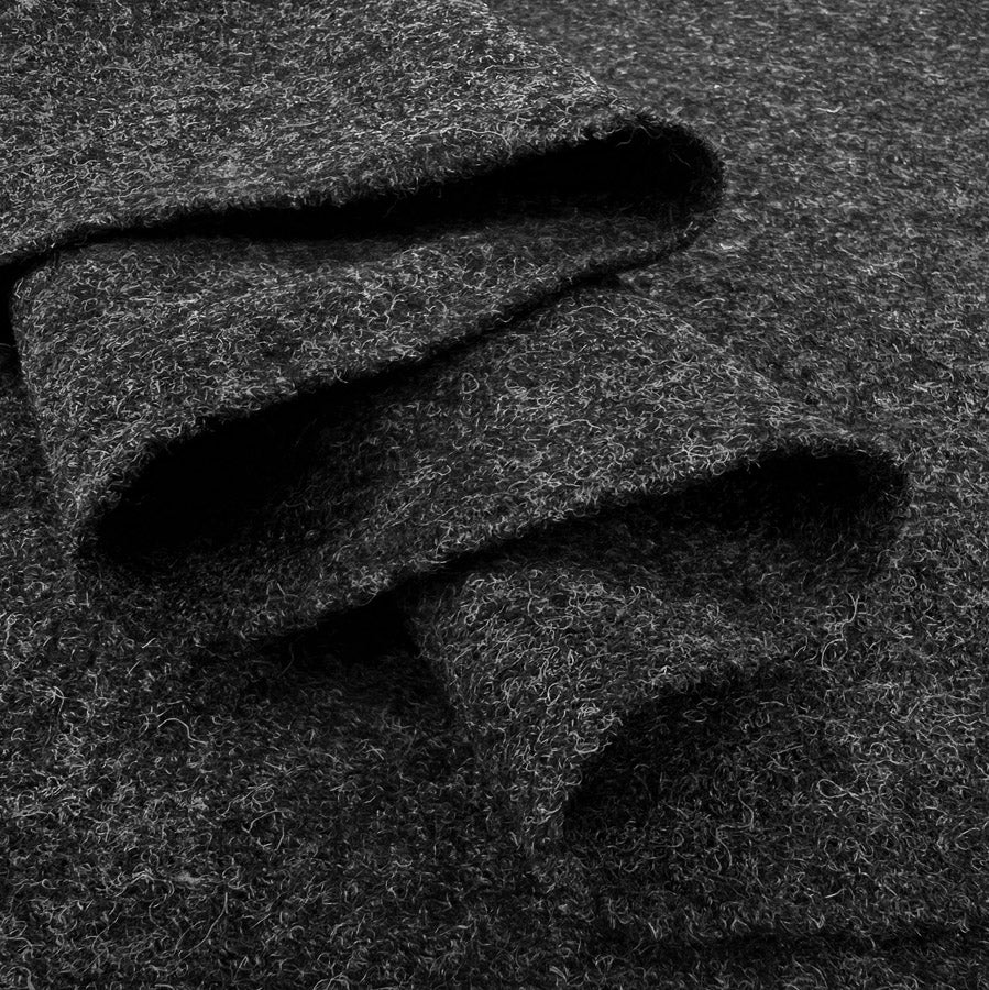 Pure Luxury Boiled Wool Fabric Dark Grey Marl Wild Grey Fold