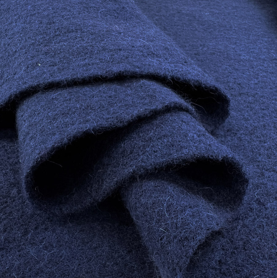 Pure Luxury Boiled Wool Fabric Navy Royal Marine Fold