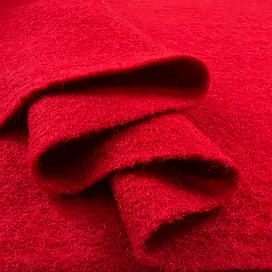 Pure Luxury Boiled Wool Fabric Red Fold