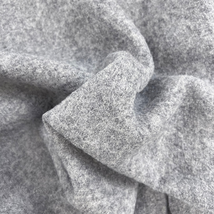 Pure Luxury Boiled Wool Fabric Silver Grey