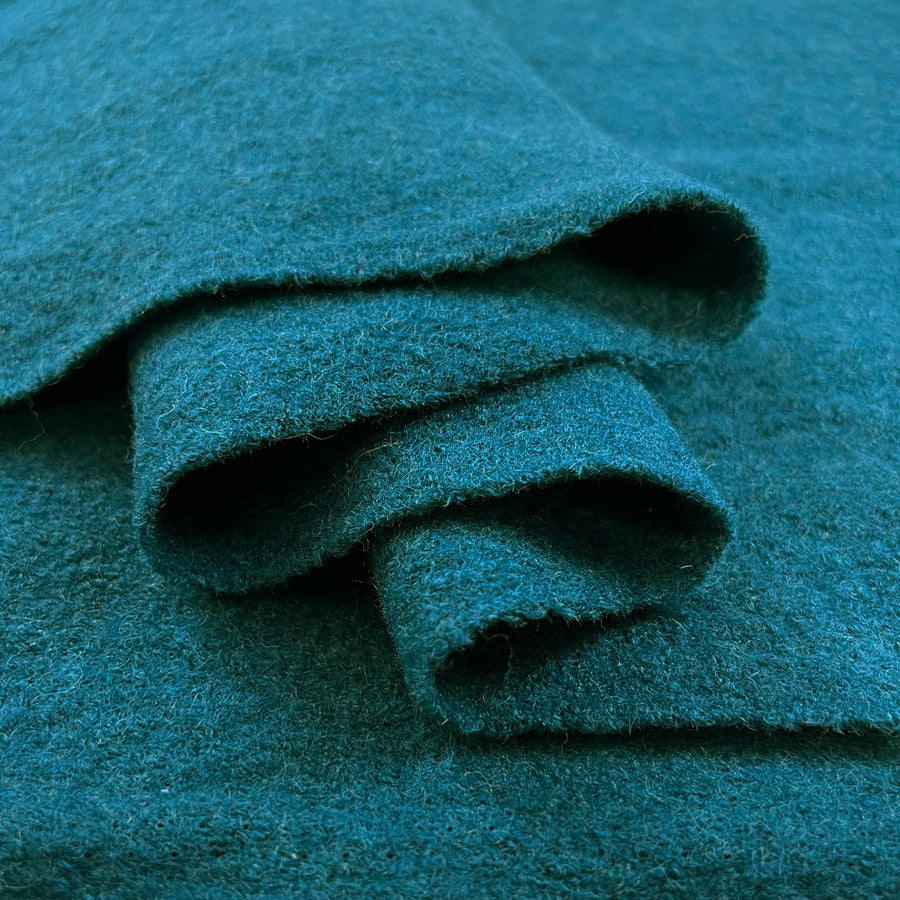 Pure Luxury Boiled Wool Light Blue Fabric Dark Turquoise Amazon Fold