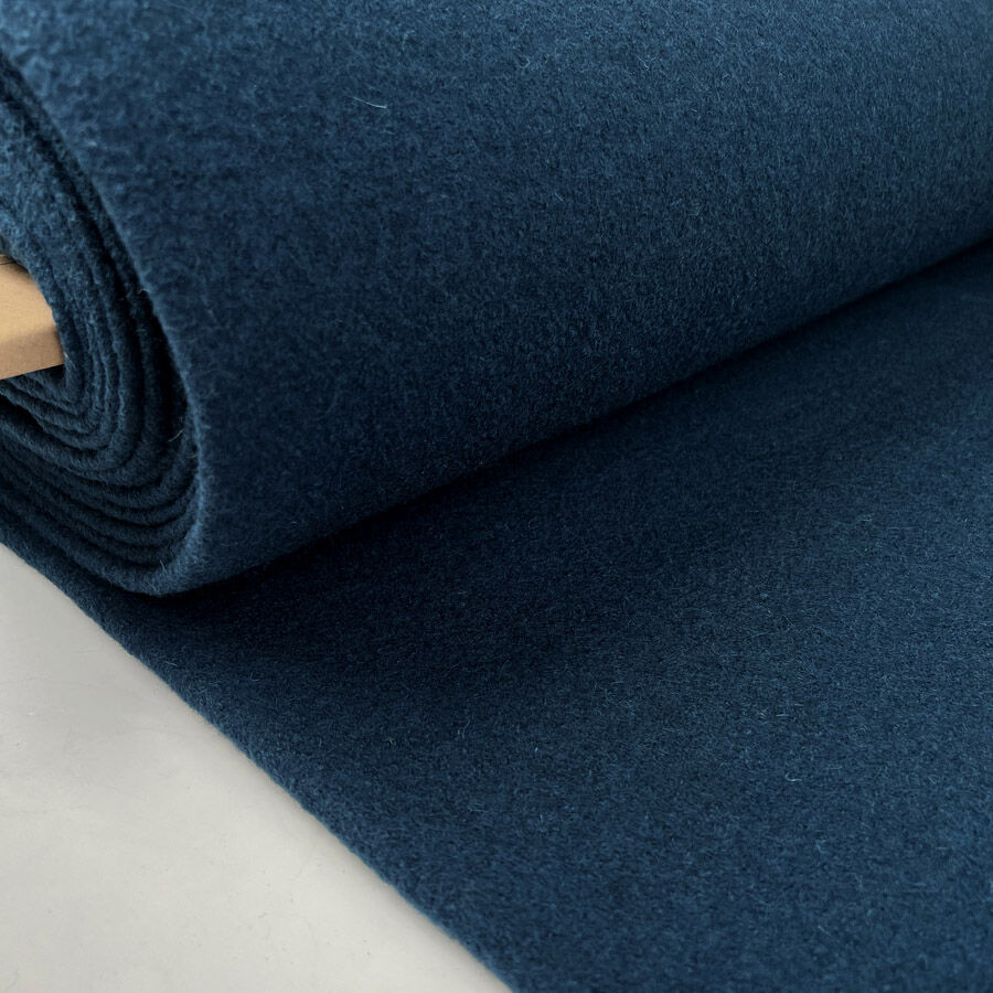 Pure Luxury Boiled Wool Peacock Blue Knitted Coating Fabric Bolt