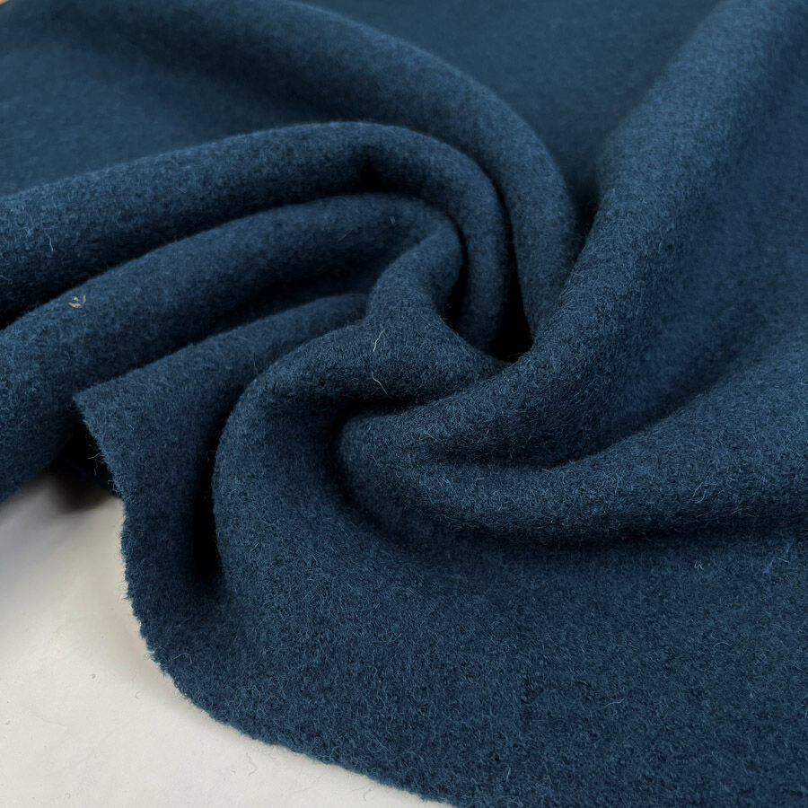Pure Luxury Boiled Wool Peacock Blue Knitted Coating Fabric
