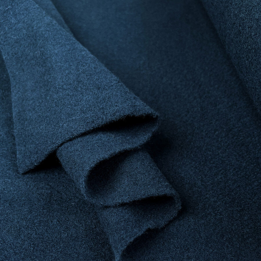 Pure Luxury Boiled Wool Peacock Blue Knitted Coating Fabric Fold
